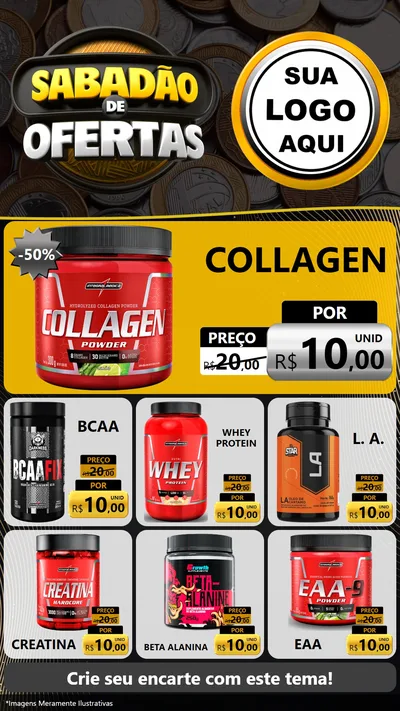 Modelo de Rede Social para Stories com o tema Sabadão de Ofertas para Suplementos alimentares