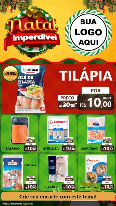 Modelo de Rede Social para Stories com o tema Natal Imperdível para Peixaria