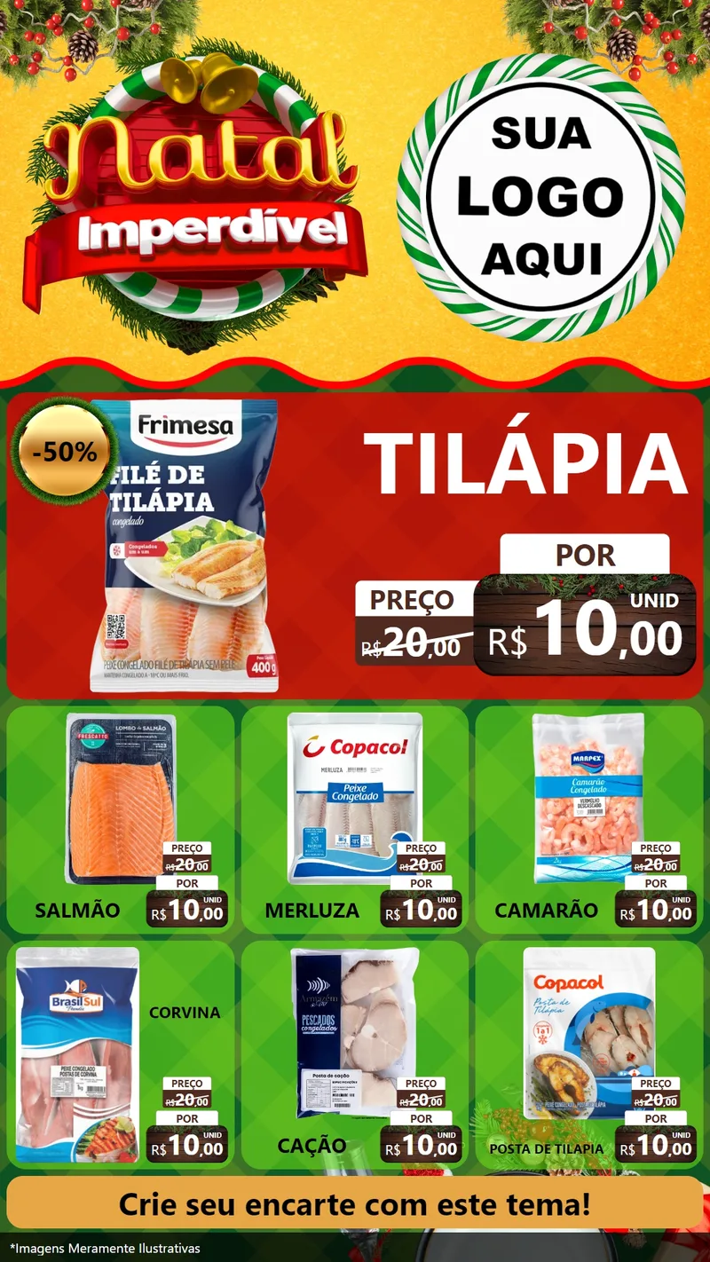 Modelo de Rede Social para Stories com o tema Natal Imperdível para Peixaria