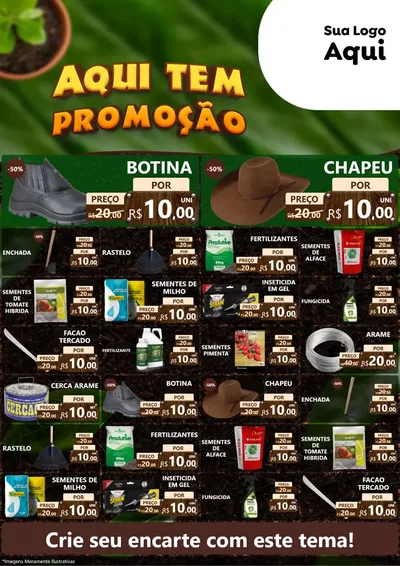 Modelo de Encarte para Encarte A4 Vertical com o tema Aqui tem Promoção para Agropecuária