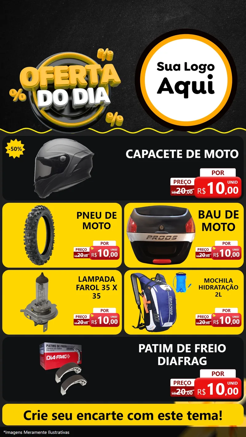 Modelo de TV para TV Vertical com o tema Oferta Do Dia para Moto peças