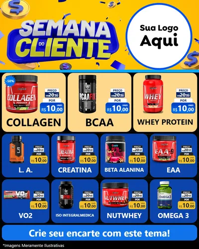 Modelo de Rede Social para Feed Instagram com o tema Semana do Cliente para Suplementos alimentares