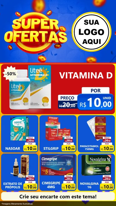 Modelo de Rede Social para Stories com o tema Super Ofertas para Farmácia