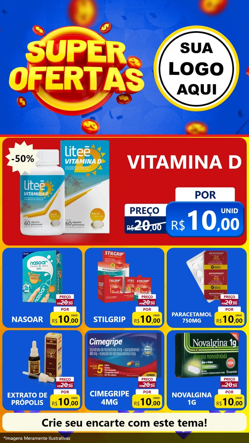 Modelo de Rede Social para Stories com o tema Super Ofertas para Farmácia