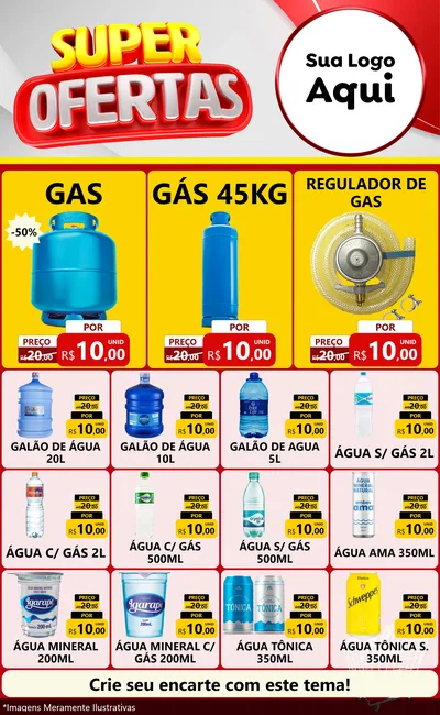Modelo de Encarte para Encarte Grande com o tema Super Ofertas para Água e gás