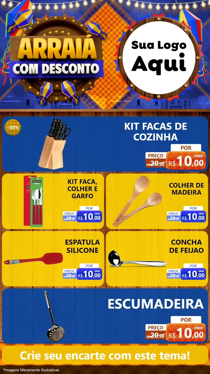 Modelo de TV para TV Vertical com o tema Arraiá Com Desconto para Utilidades Domésticas