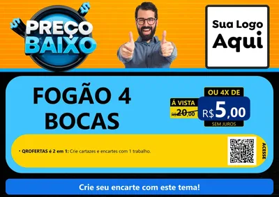 Modelo de Cartaz para Cartaz A4 Horizontal com o tema Preço Baixo para Móveis e Eletro