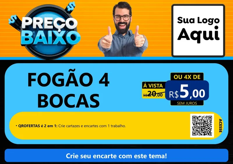 Modelo de Cartaz para Cartaz A4 Horizontal com o tema Preço Baixo para Móveis e Eletro