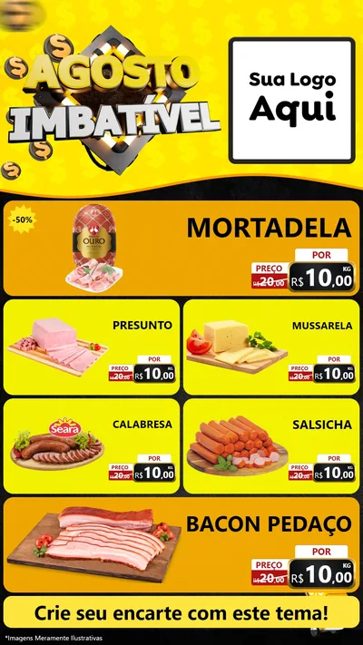 Modelo de TV para TV Vertical com o tema Agosto Imbatível para Frios e Laticínios