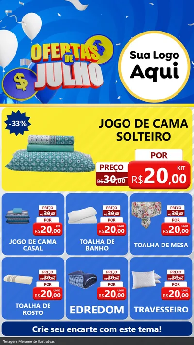 Modelo de Rede Social para Stories com o tema Ofertas de Julho para Cama, Mesa e Banho