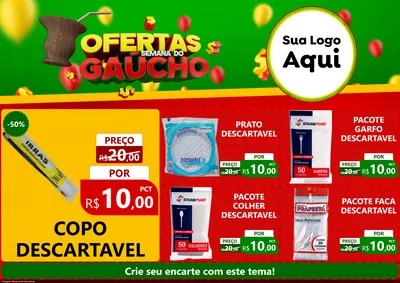 Modelo de Encarte para Encarte A4 Horizontal com o tema Ofertas Semana Do Gaúcho para Embalagens