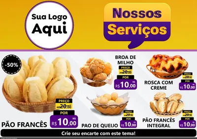 Modelo de Encarte para Encarte A4 Horizontal com o tema Nossos Serviços para Padaria