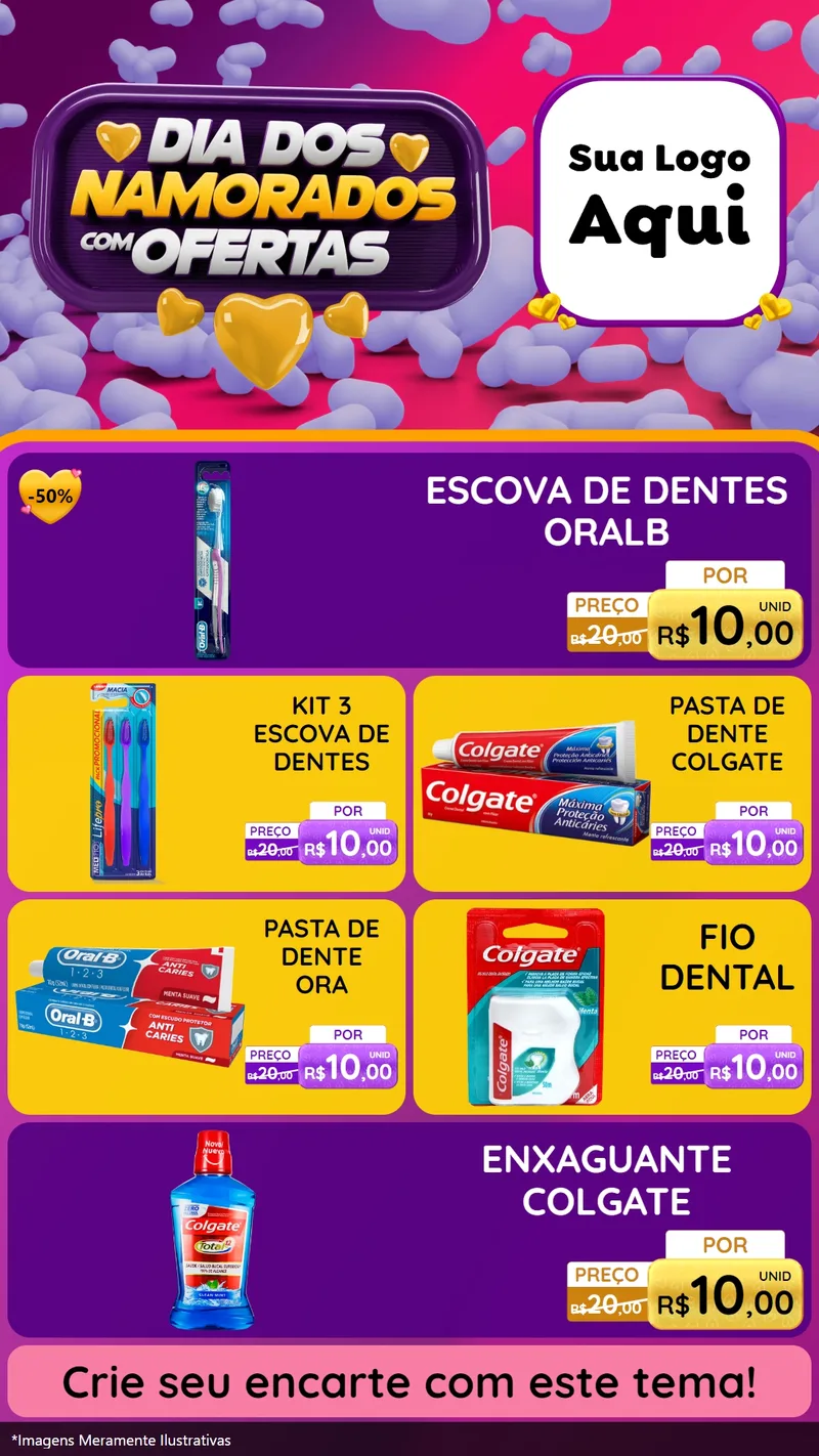 Modelo de TV para TV Vertical com o tema Dia Dos Namorados Com Ofertas para Higiene Pessoal