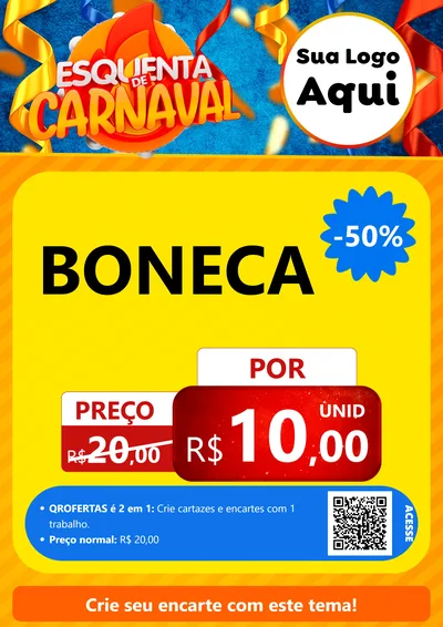 Modelo de Cartaz para Cartaz A4 Vertical com o tema Esquenta de Carnaval para Brinquedos