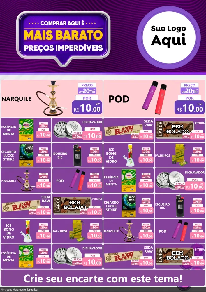 Modelo de Encarte para Encarte A4 Vertical com o tema Mais Barato para Tabacaria