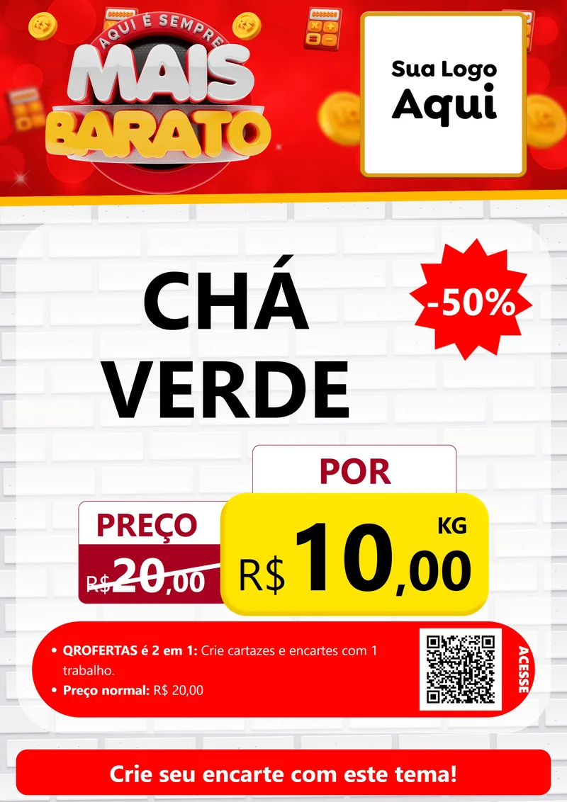 Modelo de Cartaz para Cartaz A4 Vertical com o tema Mais Barato para Produtos Naturais