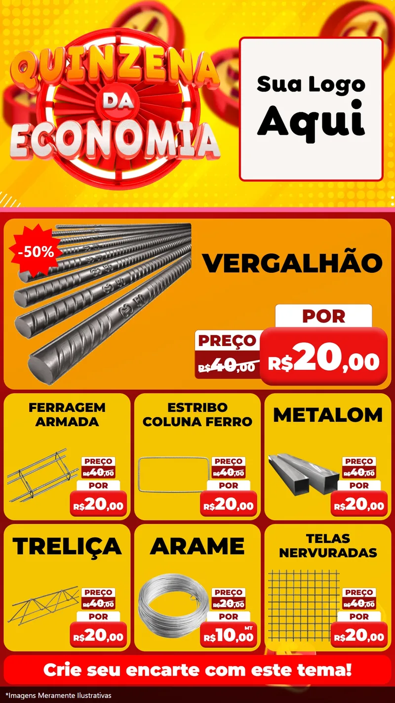 Modelo de Rede Social para Stories com o tema Quinzena Da Economia para Ferragens