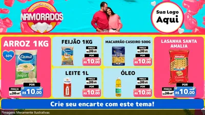Modelo de TV para TV Horizontal com o tema Promoção Dia dos Namorados para Supermercado