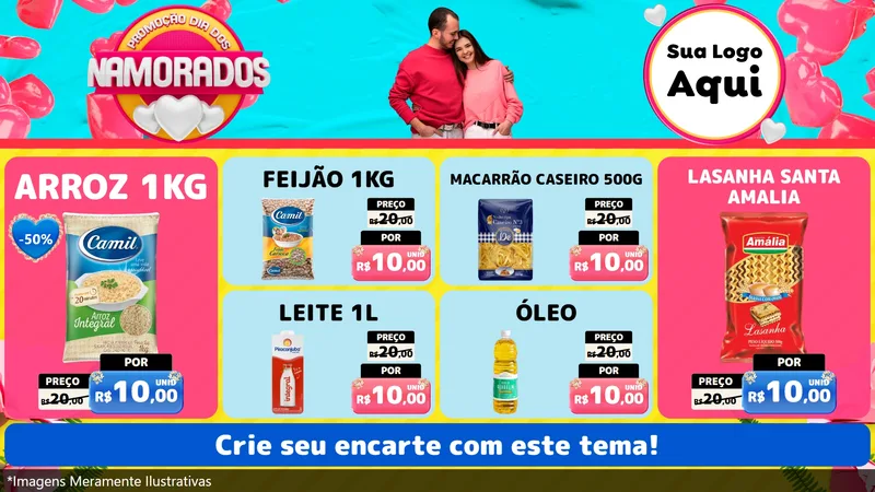 Modelo de TV para TV Horizontal com o tema Promoção Dia dos Namorados para Supermercado