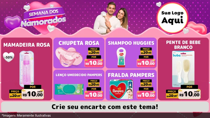 Modelo de TV para TV Horizontal com o tema Semana dos Namorados para Bebês