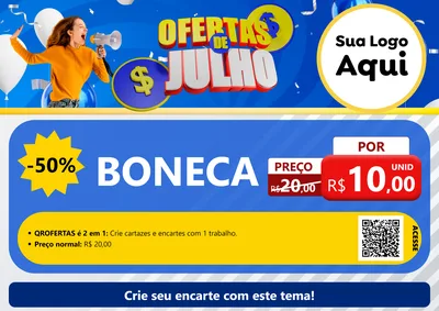 Modelo de Cartaz para Cartaz A4 Horizontal com o tema Ofertas de Julho para Brinquedos