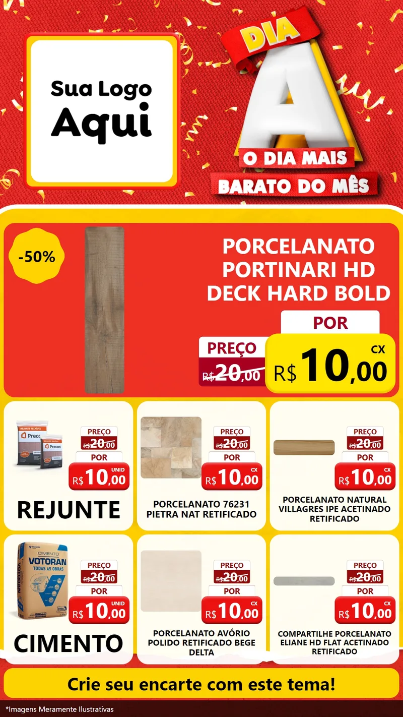 Modelo de Rede Social para Stories com o tema Dia A o Dia Mais Barato do Mês para Pisos e revestimentos