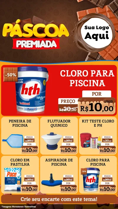 Modelo de Rede Social para Stories com o tema Páscoa Premiada para Produtos para Piscina