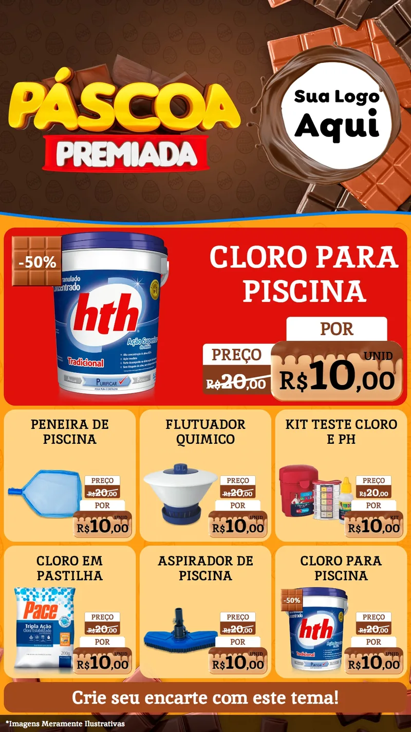 Modelo de Rede Social para Stories com o tema Páscoa Premiada para Produtos para Piscina