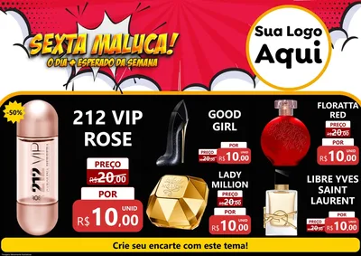 Modelo de Encarte para Encarte A4 Horizontal com o tema Sexta Maluca! para Perfumes