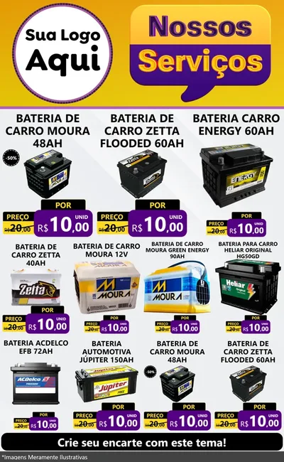 Modelo de Encarte para Encarte Grande com o tema Nossos Serviços para Baterias Elétricas