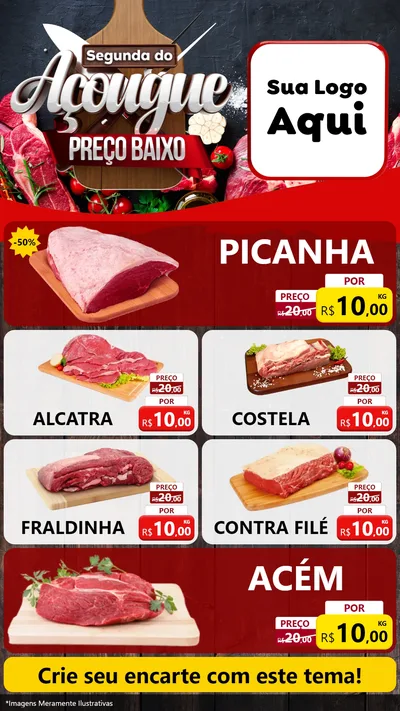 Modelo de TV para TV Vertical com o tema Segunda do Açougue Preço Baixo para Açougue