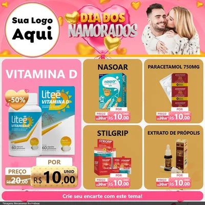 Modelo de Rede Social para Feed Facebook com o tema Dia dos Namorados para Farmácia