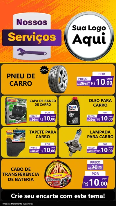 Modelo de TV para TV Vertical com o tema Nossos Serviços para Auto peças