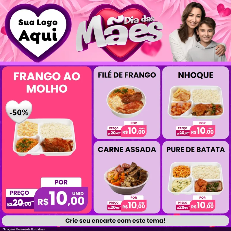 Modelo de Rede Social para Feed Facebook com o tema Dia das Mães para Restaurante
