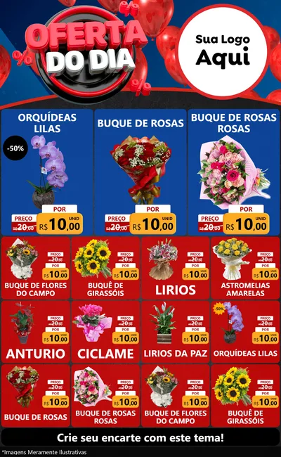 Modelo de Encarte para Encarte Grande com o tema Oferta do Dia para Floricultura e jardim