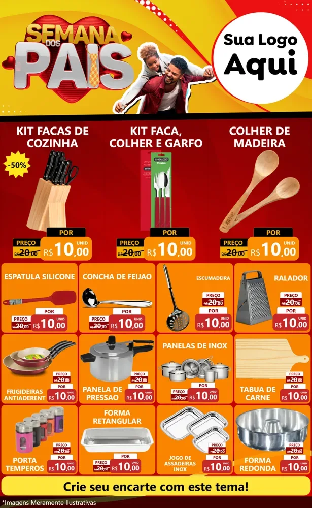 Modelo de Encarte para Encarte Grande com o tema Semana Dos Pais para Utilidades Domésticas