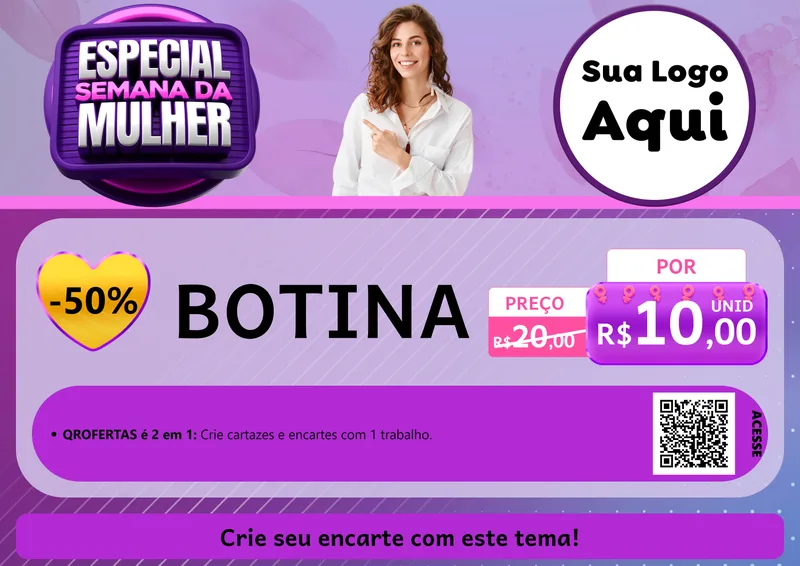 Modelo de Cartaz para Cartaz A4 Horizontal com o tema Especial Semana da Mulher para Agropecuária