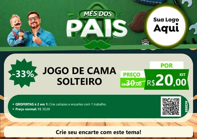 Modelo de Cartaz para Cartaz A4 Horizontal com o tema Mês dos Pais para Cama, Mesa e Banho