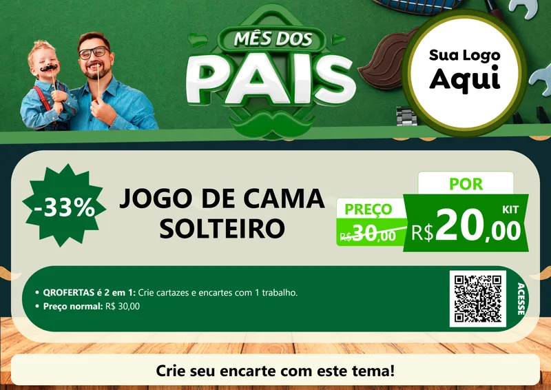 Modelo de Cartaz para Cartaz A4 Horizontal com o tema Mês dos Pais para Cama, Mesa e Banho