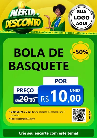 Modelo de Cartaz para Cartaz A4 Vertical com o tema Alerta de Desconto para Artigos Esportivos