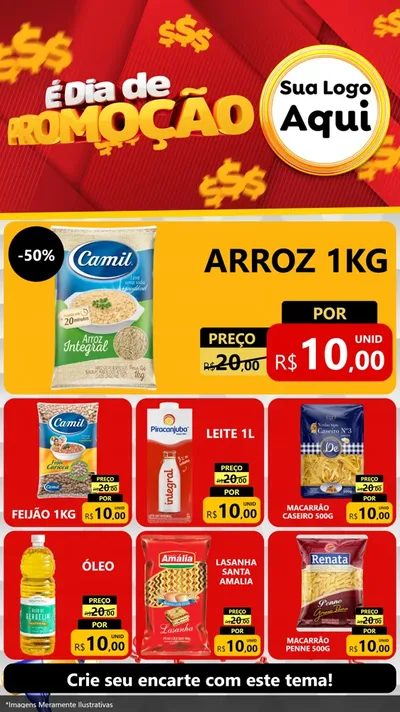 Modelo de Rede Social para Stories com o tema É Dia De Promoção para Supermercado