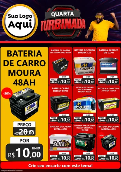 Modelo de Encarte para Encarte A4 Vertical com o tema Quarta Turbinada para Baterias Elétricas