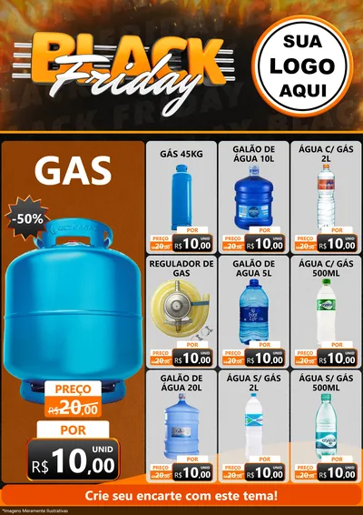 Modelo de Encarte para Encarte A4 Vertical com o tema Black Friday para Água e gás