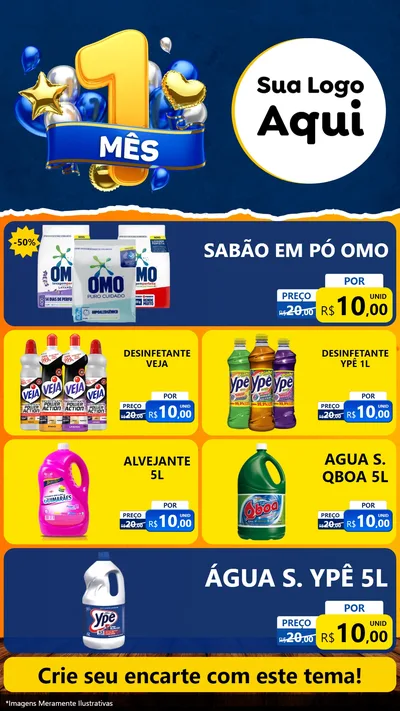 Modelo de TV para TV Vertical com o tema Um Mês de Aniversário para Produtos de Limpeza