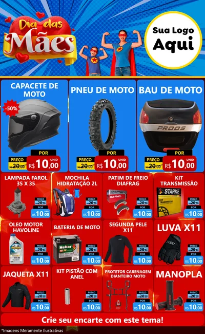 Modelo de Encarte para Encarte Grande com o tema Dia das Mães para Moto peças