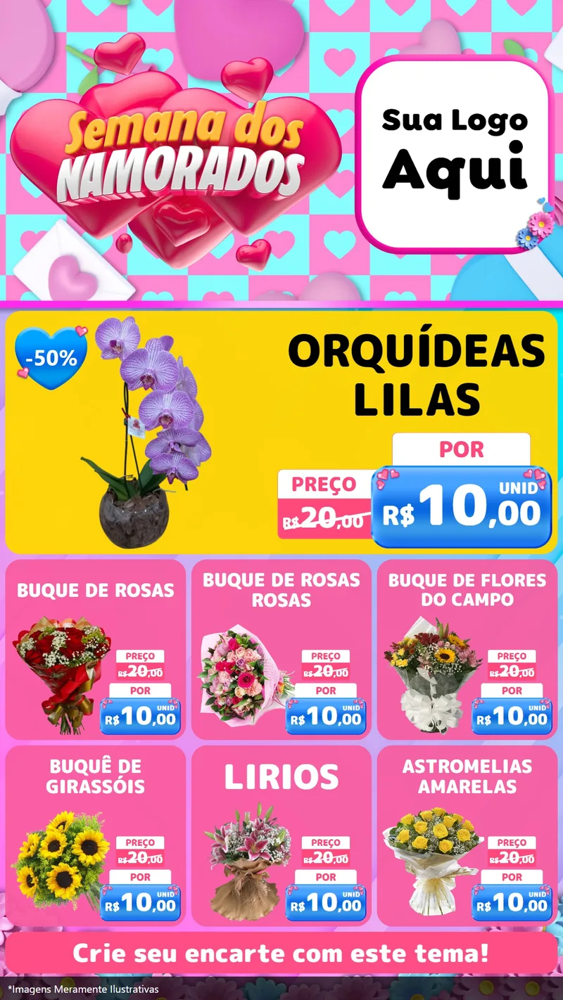 Modelo de Rede Social para Stories com o tema Semana dos Namorados para Floricultura e jardim