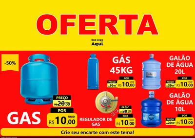 Modelo de Encarte para Encarte A4 Horizontal com o tema OFERTA - Vermelho Cartaz para Água e gás