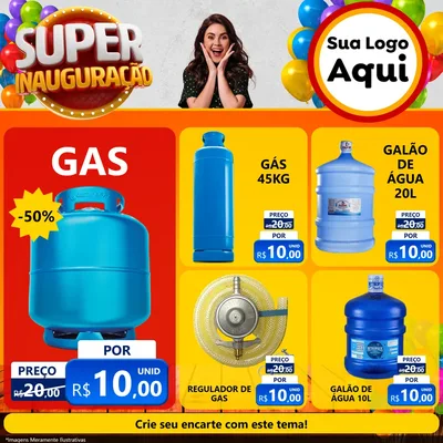 Modelo de Rede Social para Feed Facebook com o tema Super Inauguração para Água e gás