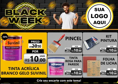 Modelo de Encarte para Encarte A4 Horizontal com o tema Black Week para Tintas e Ferramentas