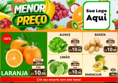 Modelo de Encarte para Encarte A4 Horizontal com o tema Menor Preço para Hortifrúti